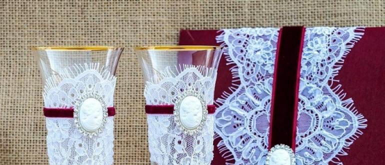 Как украсить свадебные бокалы жениха и невесты своими руками – оригинальный декор фужеров в стиле молодых