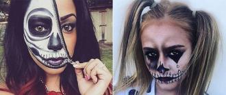 Nakamamanghang skeleton makeup para sa Halloween: lahat ng yugto ng paglikha